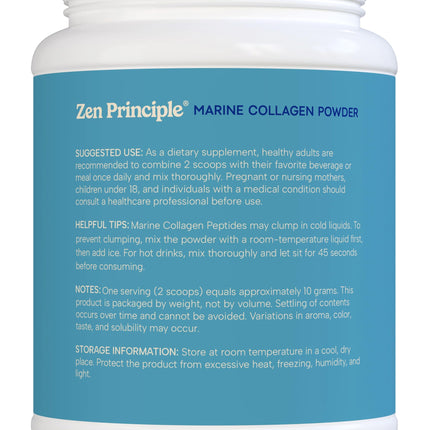 Zen Principle Marine Collagen Peptides Powder – 1.5 lb, Wild-Caught, Non-GMO, Hydrolyzed Type I & III