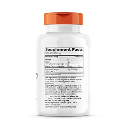 Doctor's Best Collagen Types 1 & 3 with Peptan – 1000 mg per Tablet, 540 Tablets, Non-GMO, Gluten Free, Soy Free