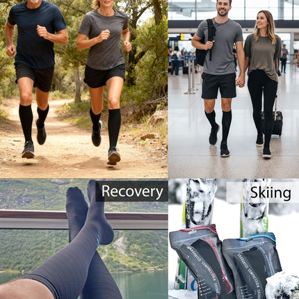 Compression Socks for Women & Men (20-30 mmHg), Knee-High Flight Socks
