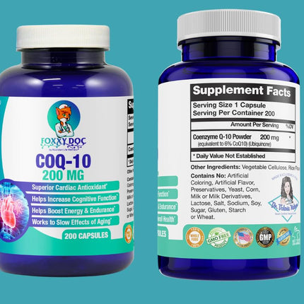 Dr. Valerie Nelson CoQ10 200mg - Quick Absorption Veggie Caps - Non-GMO | 200 Count | Foxxy Doc