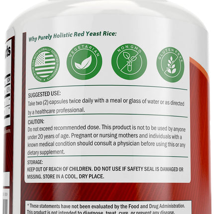 Red Yeast Rice 1200mg with CoQ10 & Niacin – 120 Vegetarian Capsules | Healthy Heart Formula