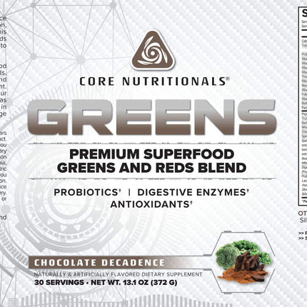 Core Nutritionals Greens | Premium Reds & Greens Blend | 30 Servings (Chocolate Decadence)