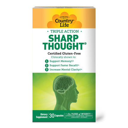 Country Life SharpThought Memory & Cognitive Support – Sharp-PS Gold PS + DHA (Gluten-Free, 30 capsules)