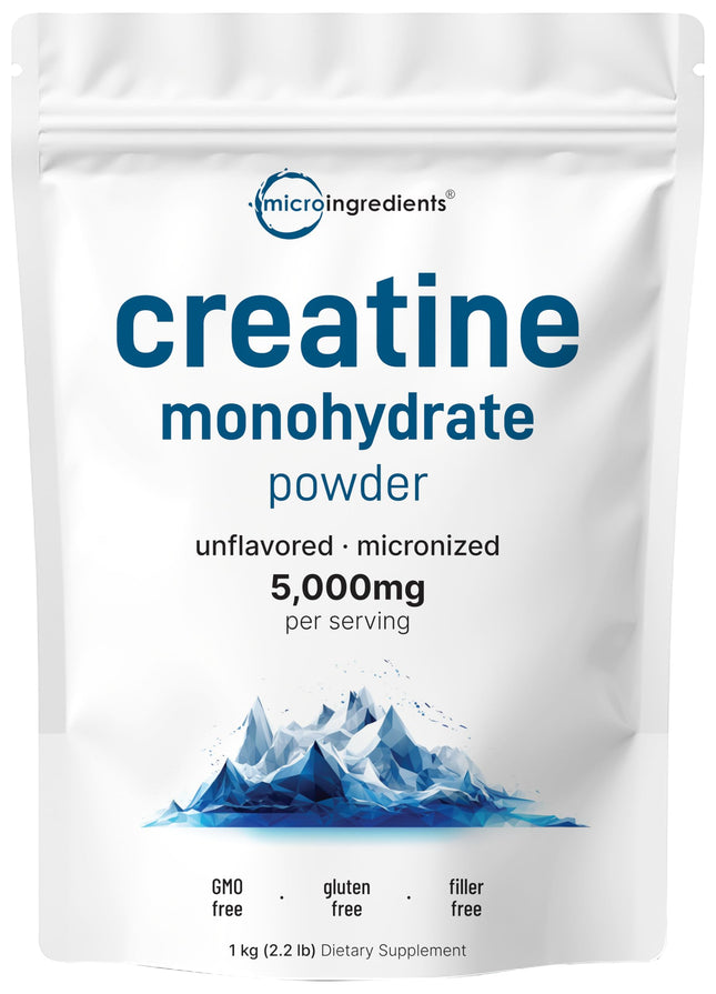 Instant Creatine Monohydrate Powder 1 kg – 5000 mg/serving, Unflavored, Pure
