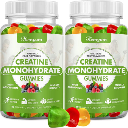 Creatine Monohydrate Gummies – 5 g Creatine for Women & Men | Vegan, Gluten-Free, 160 Count
