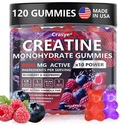 Creatine Monohydrate Gummies Complex 8000 MG for Men & Women | Energy & Muscle Support