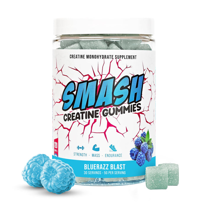 Creatine Monohydrate Gummies 5g Dose – Made in USA, Vegan, Gluten Free | Bluerazz Blast 120 Gummies