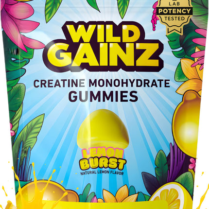 Creatine Monohydrate Gummies 5000mg – Made in USA, Vegan, Lemon | Muscle Growth & Focus