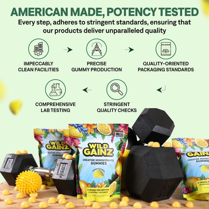Creatine Monohydrate Gummies 5000mg – Made in USA, Vegan, Lemon | Muscle Growth & Focus