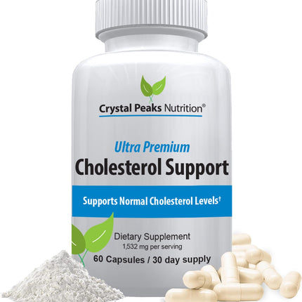 CRYSTAL PEAKS NUTRITION Cholesterol Supplement - All-Natural Ingredients for Normal Cholesterol Levels & Healthy Circulation | 60 Capsules
