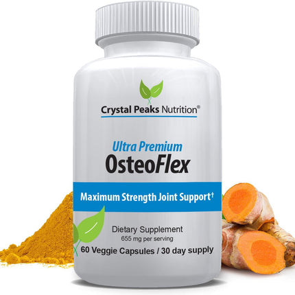 Crystal Peaks Nutrition Organic Curcuminoids OsteoFlex – Turmeric + Bioperine for Joint Support | 60 Capsules