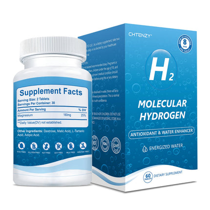 CHTENZY Hydrogen Water Tablets – 8PPM H2, Magnesium, Orange Flavor, 60 Count
