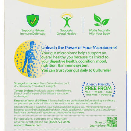 Culturelle Probiotic Vegetarian Capsules – Digestive Health (30 Count)