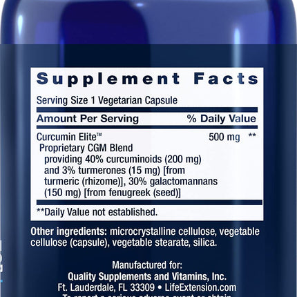 Life Extension Curcumin Elite Turmeric Extract, 90 Veg Capsules