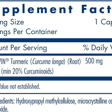 CurcuWIN 500 Turmeric Curcumin 500mg - Allergy Research Group | 60 Veg Capsules