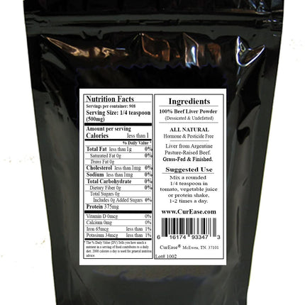 CurEase Argentine Grass-Fed Beef Liver Powder - Undefatted Desiccated 1 lb