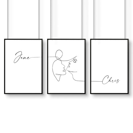 Custom valentines gift | set of 3 wall art prints for Bedroom