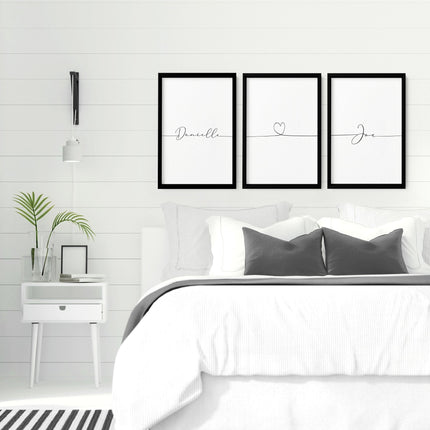 Customized valentines gift | set of 3 Bedroom wall art