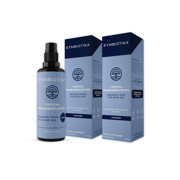 CYMBIOTIKA Topical Magnesium Oil Spray – USA Made 2-Pack (6.8 fl oz) for Leg Cramps, Muscle, Joint Health & Sleep Support