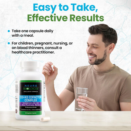 D3+K2 Cofactor Complex - Helps Maximize Vitamin D Benefits for Bone, Heart & Immune Support - Formulated with Vitamin D3, K2 (vitaMK7®), Zinc & Boron to Promote Efficient Calcium Utilization – 60 Caps
