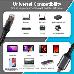 Maplin USB-C to RJ45 Ethernet Cable - Black