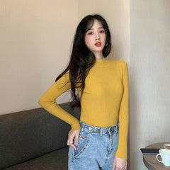 Autumn And Winter New Half Turtleneck Slim Fit Long Sleeve Inner Wear Knitwear For Women