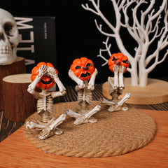 Pumpkin Head Skull Doll Ornaments Home Halloween Layout Props