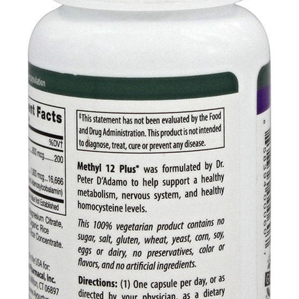 D'Adamo Personalized Nutrition Methyl 12 Plus, 60 Count | Vitamin B12 Supplement