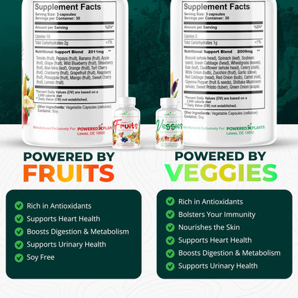Daily Fruits and Veggies Supplement – 180 Capsules (30 Days) – Non-GMO & Gluten Free – 2-Pack