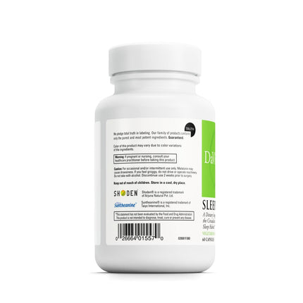 DAVINCI Labs Sleep Complete – Melatonin, Ashwagandha & L-Theanine | Gluten-Free, 60 Vegetarian Capsules
