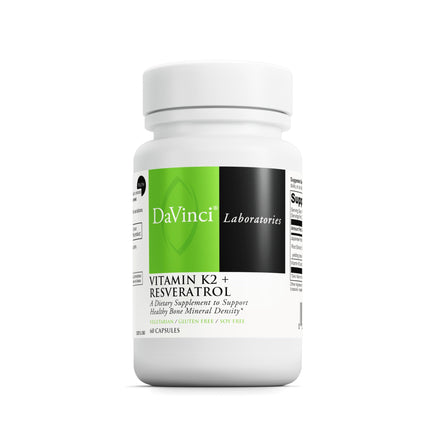 DaVinci Labs Vitamin K2 & Resveratrol – Bone & Heart Health (60 Caps) – Vegetarian, Gluten-Free, Soy-Free