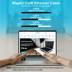 Maplin USB-C to RJ45 Ethernet Cable - Black