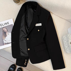 Black Short Suit Coat Women's Small Design College Leisure