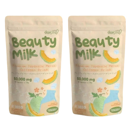 Dear Face 2 Packs Beauty Milk Japanese Collagen Melon Drink - 50,000mg Hydrolyzed Collagen