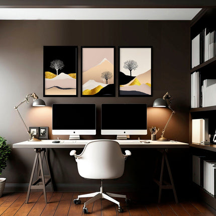 Wall art Scandinavian for office | set of 3 framed wall art