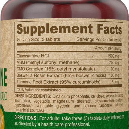 DEVA Vegan Glucosamine-MSM-CMO Turmeric - Gluten Free, Plant-Based | 90 Tablets (2 Pack)