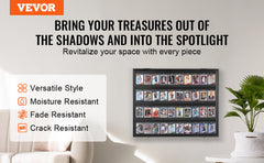 VEVOR Jersey Display / Sports Card Display Frame Case, Large Lockable Sport Shadow Box, 98% UV Protection PC Glass and Hangers