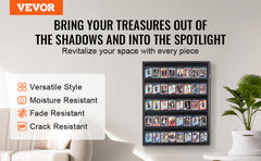 VEVOR Jersey Display / Sports Card Display Frame Case, Large Lockable Sport Shadow Box, 98% UV Protection PC Glass and Hangers