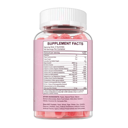 Myo-Inositol & D-Chiro Inositol Gummies for Women – 2000mg/50mg, 40:1 Ratio, Magnesium & Vitamin D3, 60 Gummies | Vegan & Gelatin-Free