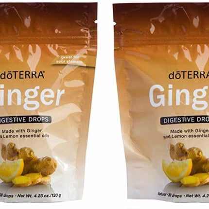 doTERRA Ginger Throat Digestive Drops 30-Count Bag (2 Pack) – On-The-Go Digestive Support