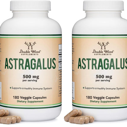 Double Wood Supplements Astragalus Immune Support 500mg – 180 Capsules Pack of 2 | Non-GMO, Gluten Free, Third-Party Tested