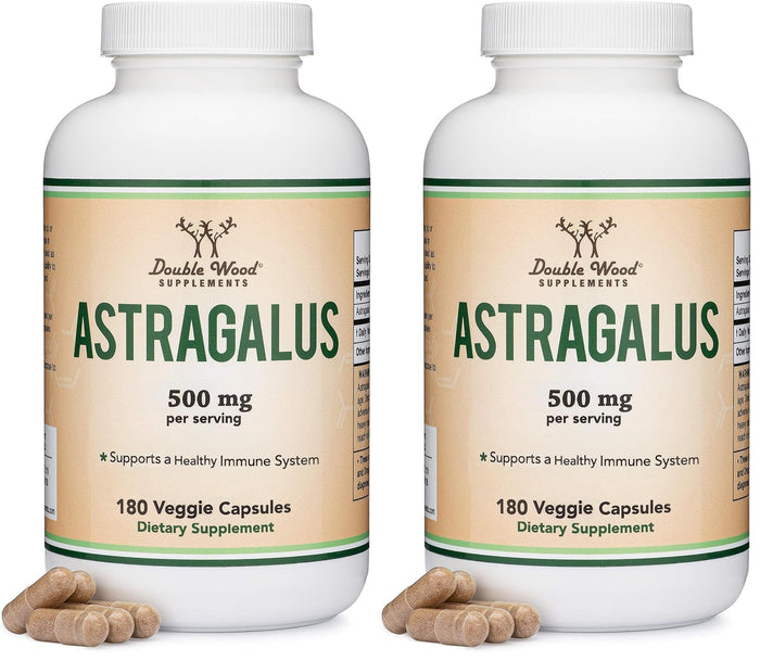Double Wood Supplements Astragalus Immune Support 500mg – 180 Capsules Pack of 2 | Non-GMO, Gluten Free, Third-Party Tested