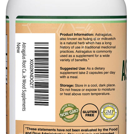 Double Wood Supplements Astragalus Immune Support 500mg – 180 Capsules Pack of 2 | Non-GMO, Gluten Free, Third-Party Tested