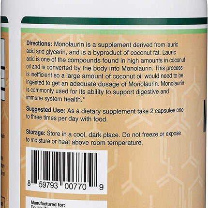 Double Wood Monolaurin Immune Support – 1,000mg per Serving, 210 Capsules (Vegan, Non-GMO, Gluten Free) – Pack of 2