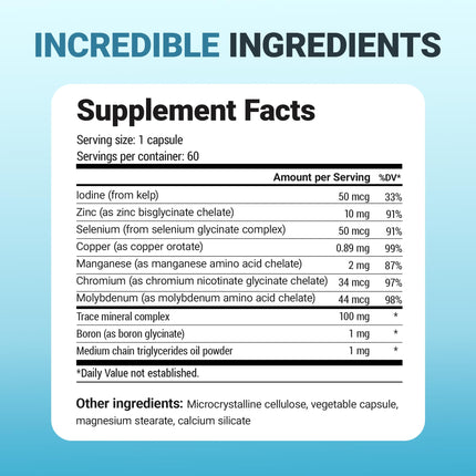 Dr. Berg Trace Minerals Enhanced Complex – 70+ Minerals with 10 mg Zinc | 60 Capsules
