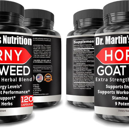 DR. MARTIN'S NUTRITION Super Strength Horny Goat Weed 1590mg – 240 Capsules (Pack of 2)