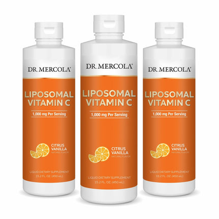 Dr. Mercola Liposomal Vitamin C – 1,000 mg per Serving, Citrus Vanilla (450 mL) | 3 Pack