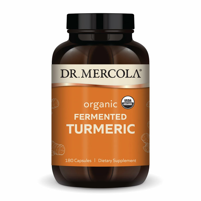 Dr. Mercola Organic Fermented Turmeric – 370 mg High-Bioavailability Curcuminoids, 180 Capsules (90 Servings) – USDA Organic, Non-GMO, Gluten-Free & Soy-Free