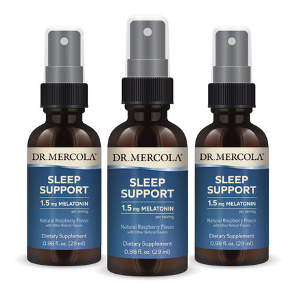 Dr. Mercola Sleep Support with Melatonin Spray – Restful Sleep, Non-GMO, Gluten-Free & Soy-Free – Raspberry Flavor, 0.98 fl oz (3 Pack)