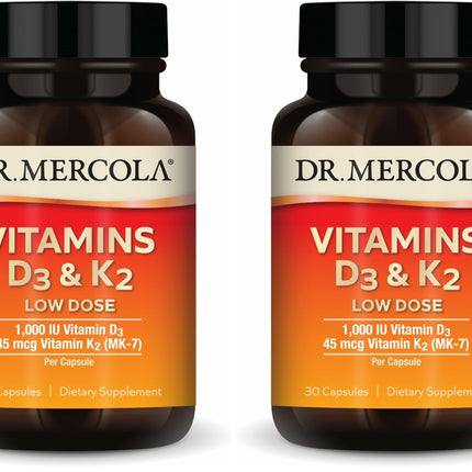 Dr. Mercola Vitamins D3 & K2 Low Dose - 2-Pack | Immune & Bone Support